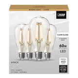 Feit Electric 60W Equivalent ST19 Dimmable LED Clear Glass Vintage Edison Light Bulb With Straight Filament Warm White (16-Pack)