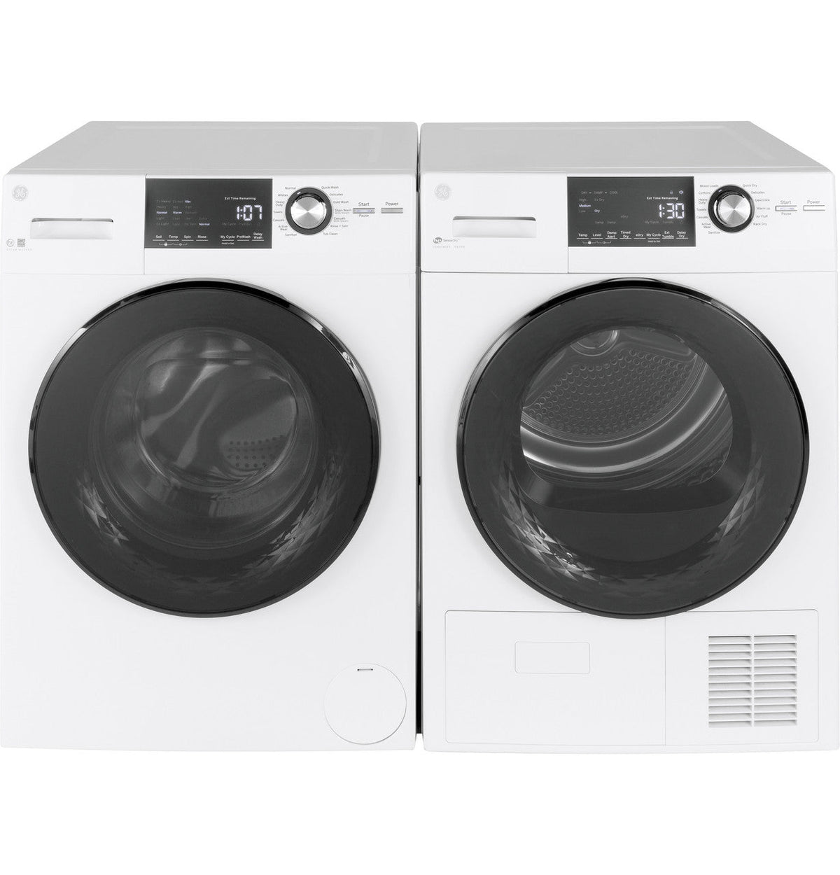 GE 2.4 cu. ft. High-Efficiency Stackable Front-Load Washer with Steam, White, ENERGY STAR (GFW148SSMWW)