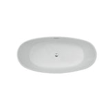 70 in. Acrylic Center Drain Oval Flat Bottom Freestanding Bathtub in White - Super Arbor