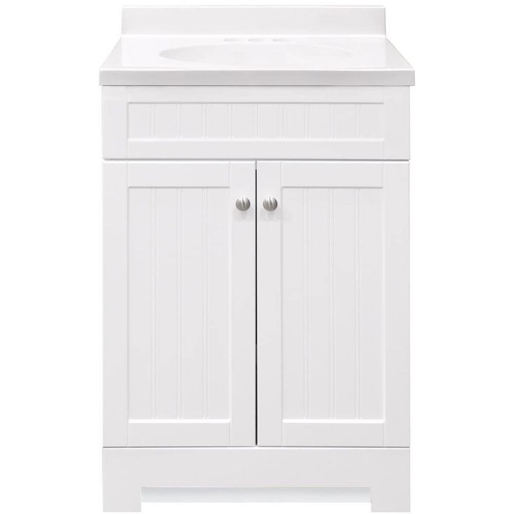 Style Selections Ellenbee 24-in White Single Sink Bathroom Vanity with White Cultured Marble Top