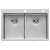 33 in. x 22 in. Double Bowl Drop-in 16-Gauge Stainless Steel Kitchen Sink