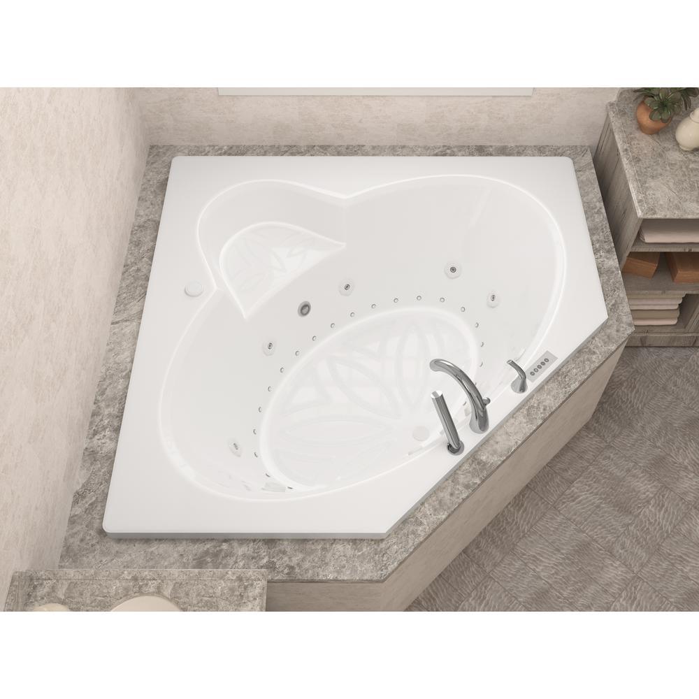 Malachite Diamond 5 ft. Acrylic Corner Drop-in Whirlpool Air Bathtub in White - Super Arbor