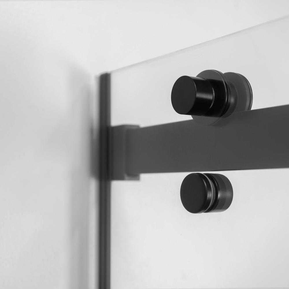 Primo 60 in. x 57.50 in. Frameless Sliding Bathtub Door in Black Without Handle - Super Arbor