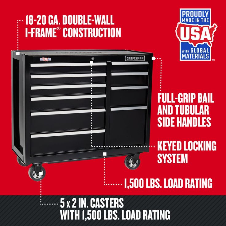CRAFTSMAN 2000 Series 41-in W x 37.5-in H 10-Drawer Steel Rolling Tool Cabinet (Black)