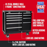 CRAFTSMAN 2000 Series 41-in W x 37.5-in H 10-Drawer Steel Rolling Tool Cabinet (Black)