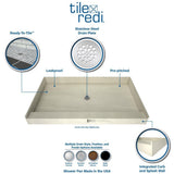 Redi Base 30 in. x 54 in. Single Threshold Shower Base with Left Drain and Polished Chrome Drain Plate - Super Arbor