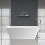 Nantes 67 in. Acrylic Flatbottom Freestanding Bathtub in White - Super Arbor