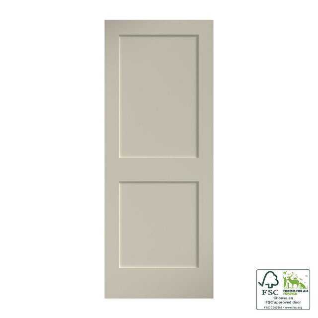 30 in. x 80 in. x 1-3/8 in. Shaker White Primed 2-Panel Solid Core Wood Interior Slab Door