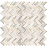 MSI Angora Herringbone 12 in. x 12 in. x 10mm Polished Marble Mesh-Mounted Mosaic Tile (10 sq. ft. / case)