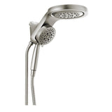 HydroRain Two-in-One 5-Spray 6 in. Dual Wall Mount Fixed and Handheld H2Okinetic Shower Head in Chrome - Super Arbor