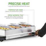 1.5 Qt. Silver Stainless Steel Electric Buffet Server Tray Warming Pans with Adjustable Temperature Control