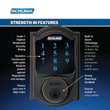 Camelot Aged Bronze Connect Z-Wave Plus Smart Deadbolt and Camelot Handleset with Accent Lever with Camelot Trim - Super Arbor