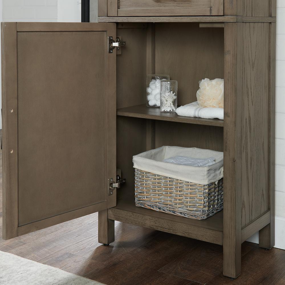 Wimsbury 24 in. W x 14 in. D x 65 in. H Single Door Linen Cabinet in Weather Oak - Super Arbor