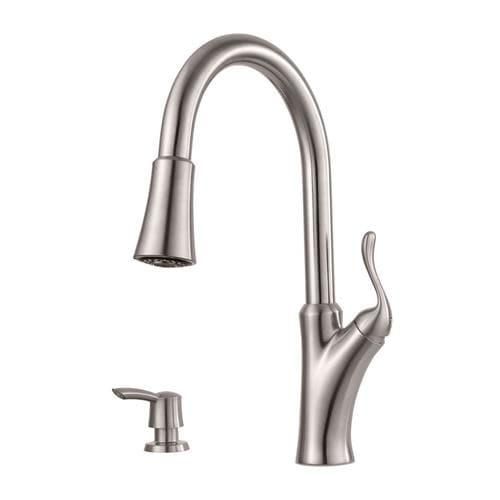 Pfister Eagan Stainless Steel 1-Handle Deck-Mount Pull-Down Handle Kitchen Faucet (Deck Plate Included)
