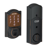 Sense Aged Bronze Camelot Trim Smart Deadbolt and Front Entry Handle Georgian Knob with Wi-fi Adapter Bundle - Super Arbor