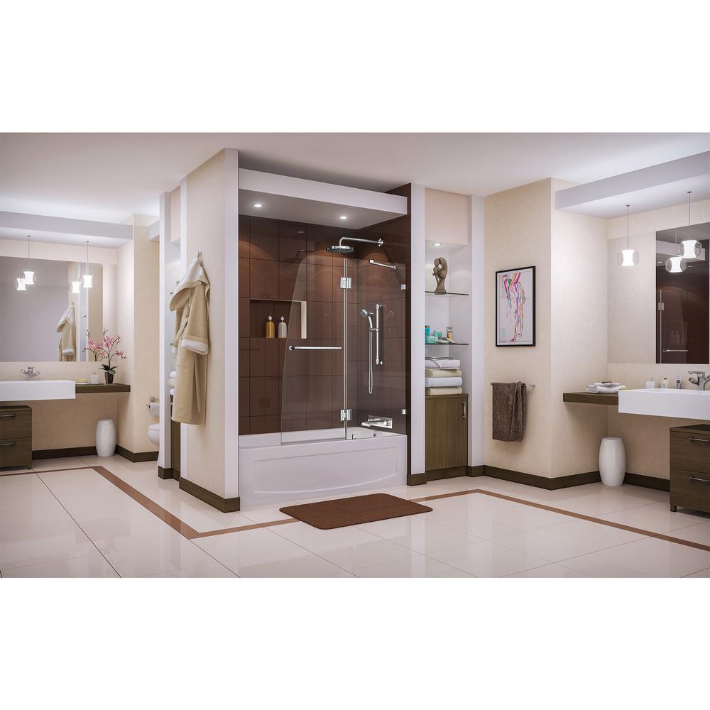 Aqua Lux 48 in. x 58 in. Frameless Hinged Tub Door in Chrome - Super Arbor