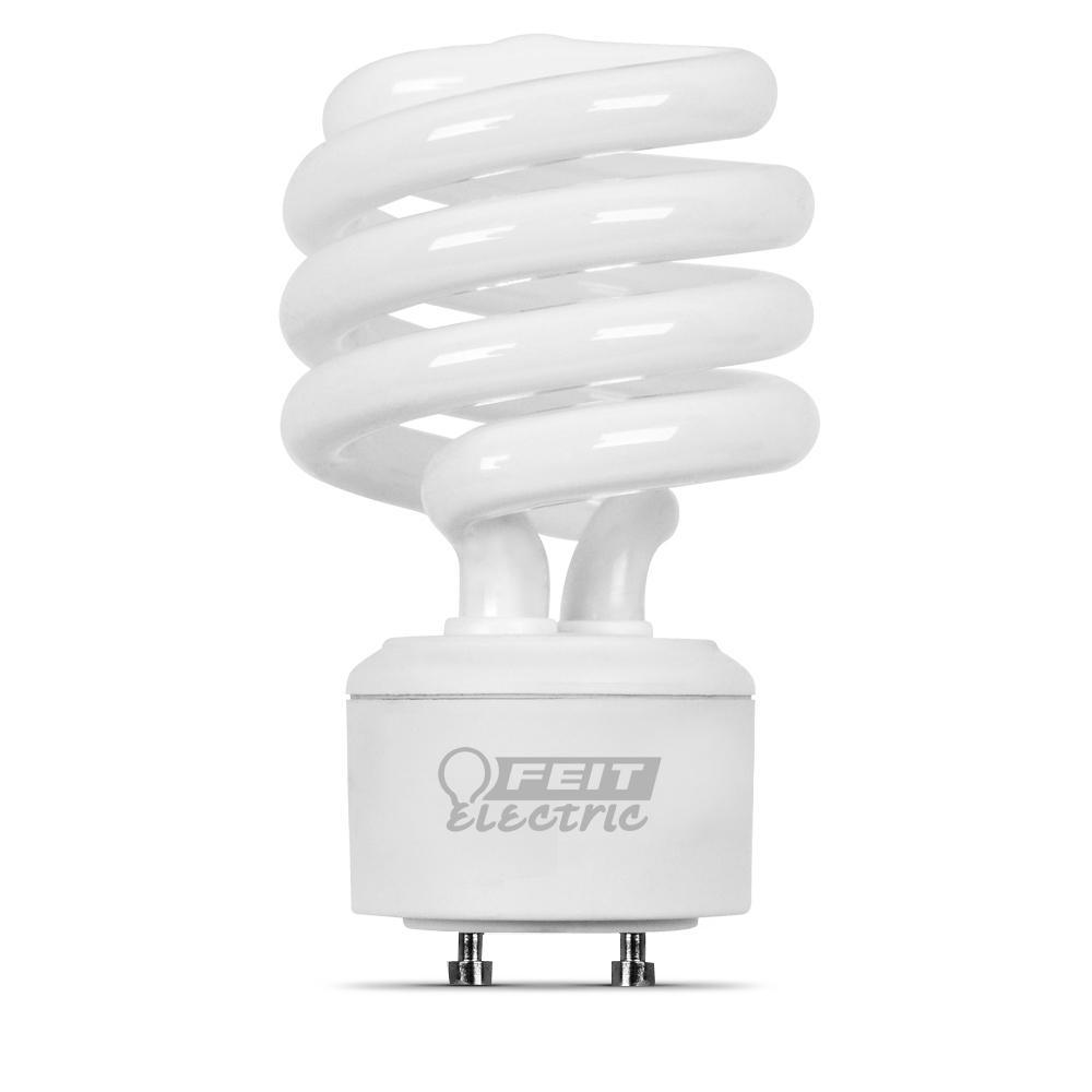 60-Watt Equivalent T3 Spiral Non-Dimmable GU24 Base Compact Fluorescent CFL Light Bulb, Daylight 5000K (2-Pack) - Super Arbor