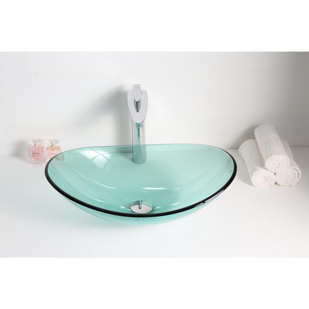 Major Series Deco-Glass Vessel Sink in Lustrous Green - Super Arbor