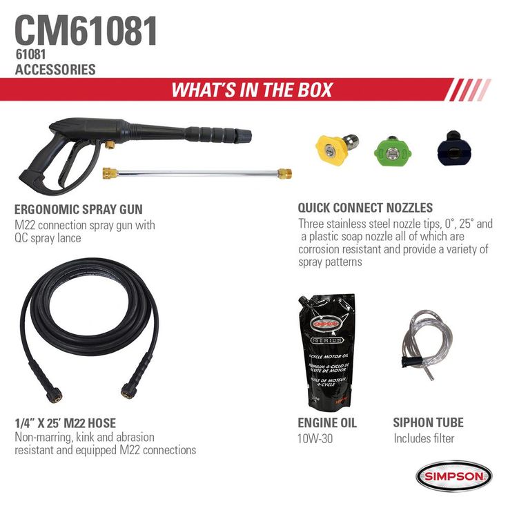 Simpson Clean Machine by SIMPSON CM61081 2800 PSI at 2.3 GPM SIMPSON 159cc Cold Water Residential Gas Pressure Washer