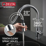 Delta Trinsic Arctic Stainless 1-Handle Deck-Mount Pull-Down Handle Kitchen Faucet