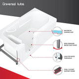 Step-In 59.6 in. Walk-In Non-Whirlpool Bathtub in White with 1.28 GPF Single Flush Toilet - Super Arbor