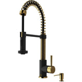 Edison Single-Handle Pull-Down Sprayer Kitchen Faucet with Soap Dispenser in Matte Black - Super Arbor