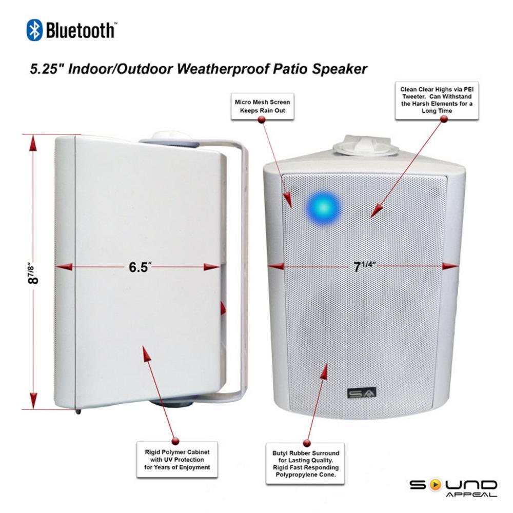 Bluetooth BT Blast 5.25 Indoor/Outdoor Weatherproof Patio Speakers, Gray Rated Industry Best (Pair) - Super Arbor