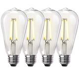 Feit Electric 60-Watt Equivalent ST19 Dimmable LED Clear Glass Vintage Edison Light Bulb With Straight Filament Bright White (4-Pack)