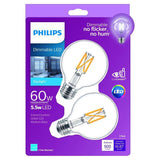 Philips 60-Watt Equivalent G25 Dimmable Daylight LED Light Bulb (2-Pack)