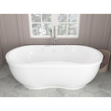 Agate Diamond Series 6 ft. Acrylic Center Drain Flatbottom Whirlpool Freestanding Bathtub in White - Super Arbor