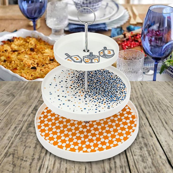 10.75 in. x 2.25 in. Chanukah 3-Tier Serving Tray