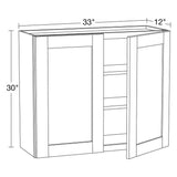 Home Decorators Collection Washington Vessel Blue Plywood Shaker Assembled Wall Kitchen Cabinet 2 Shelves Soft Close 33 in W x 12 in D x 30 in H