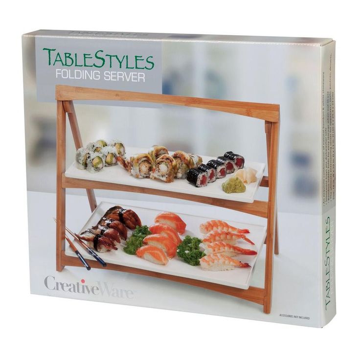 CreativeWare 2-Tiered 'TableStyles' Bamboo and Stoneware Folding Ladder Server