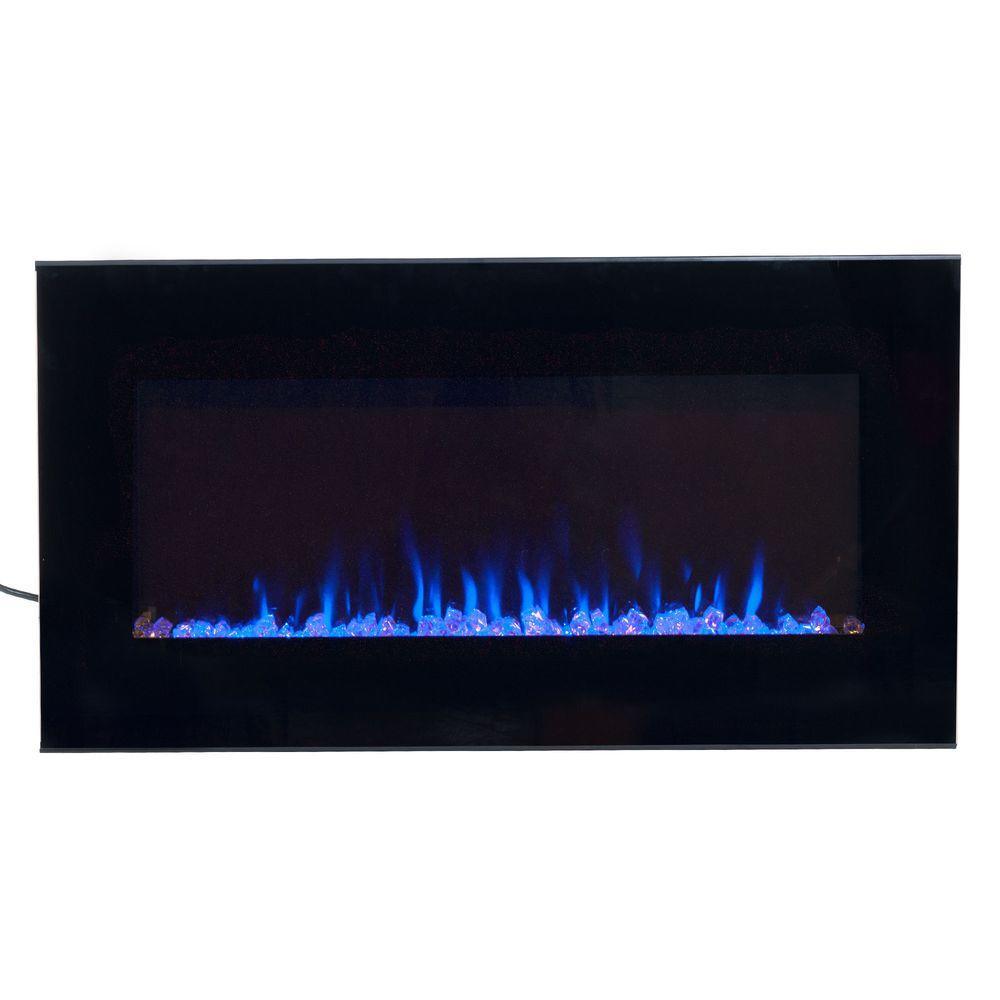 36 in. LED Fire and Ice Electric Fireplace with Remote in Black - Super Arbor