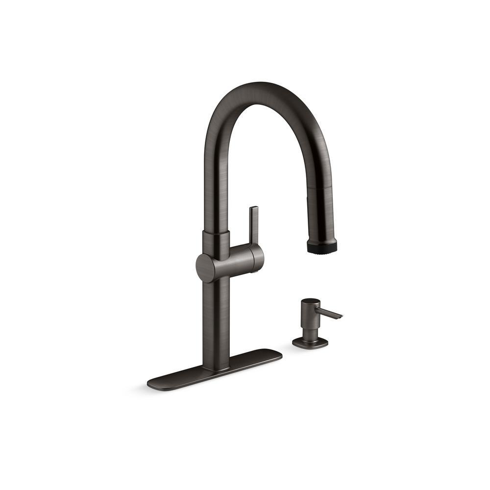 Rune Single-Handle Pull-Down Sprayer Kitchen Faucet in Matte Black - Super Arbor
