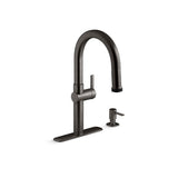 Rune Single-Handle Pull-Down Sprayer Kitchen Faucet in Matte Black - Super Arbor