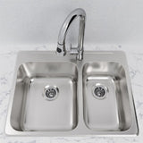 Cantrio Deck Mounted Drop-in Stainless Steel 27.25 in. 1-Hole Double Bowl Kitchen Sink - Super Arbor