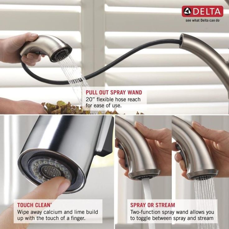 Delta Cassidy Arctic Stainless 1-Handle Deck-Mount Pull-Out Handle Kitchen Faucet