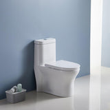 12 in. Rough-In 1-piece 1.1/ 1.6 GPF Dual Flush Round Siphonic Jet Toilet in White, Seat Included - Super Arbor