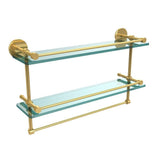 22 in. L  x 12 in. H  x 5 in. W 2-Tier Clear Glass Bathroom Shelf with Towel Bar in Polished Chrome - Super Arbor