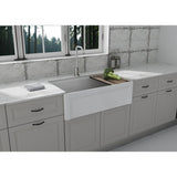 Delux Fireclay 33 in. Single Bowl Farmhouse Kitchen Sink with workstation