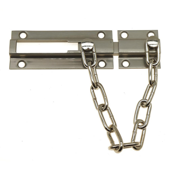 Solid Brass Chain Bolt Guard in Satin Nickel - Super Arbor