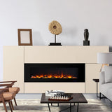 60 in. Wall-Mount Electric Fireplace in Black - Super Arbor