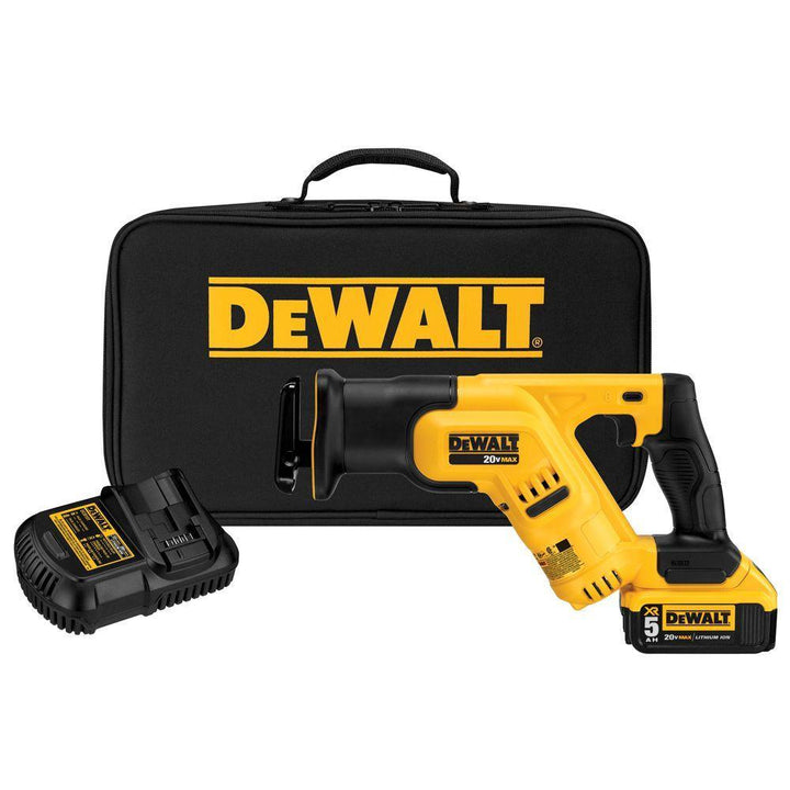 20-Volt MAX Lithium-Ion Cordless Compact Reciprocating Saw Kit with Battery 5Ah, Charger and Contractor Bag - Super Arbor