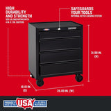 CRAFTSMAN 1000 Series 26.5-in W x 32.5-in H 4-Drawer Steel Rolling Tool Cabinet (Black)