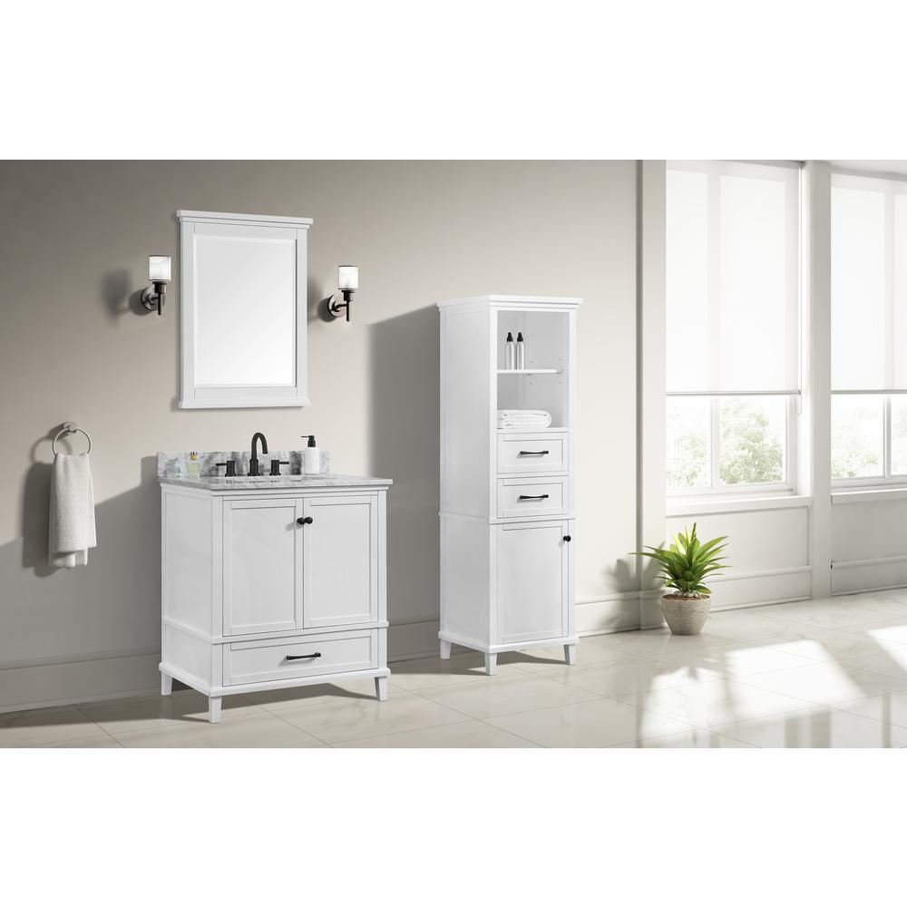 Merryfield 31 in. W x 22 in. D Bath Vanity in White with Marble Vanity Top in Carrara White with White Basin - Super Arbor