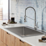 Loften All-in-One Dual Mount Drop-In Stainless Steel 33 in. 2-Hole Single Bowl Kitchen Sink with Pull Down Faucet