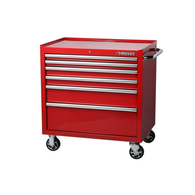 36 in. W 6-Drawer, Deep Tool Chest Cabinet in Gloss Black