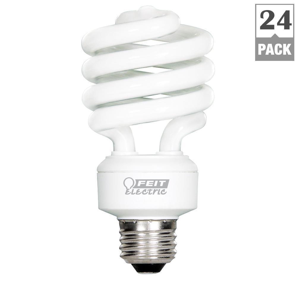 100-Watt Equivalent T3 Spiral Non-Dimmable E26 Base Compact Fluorescent CFL Light Bulb, Daylight 5000K (24-Pack) - Super Arbor