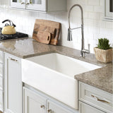 Bradstreet II Farmhouse Fireclay 30 in. Single Bowl Kitchen Sink with Strainer Drain in Crisp White - Super Arbor